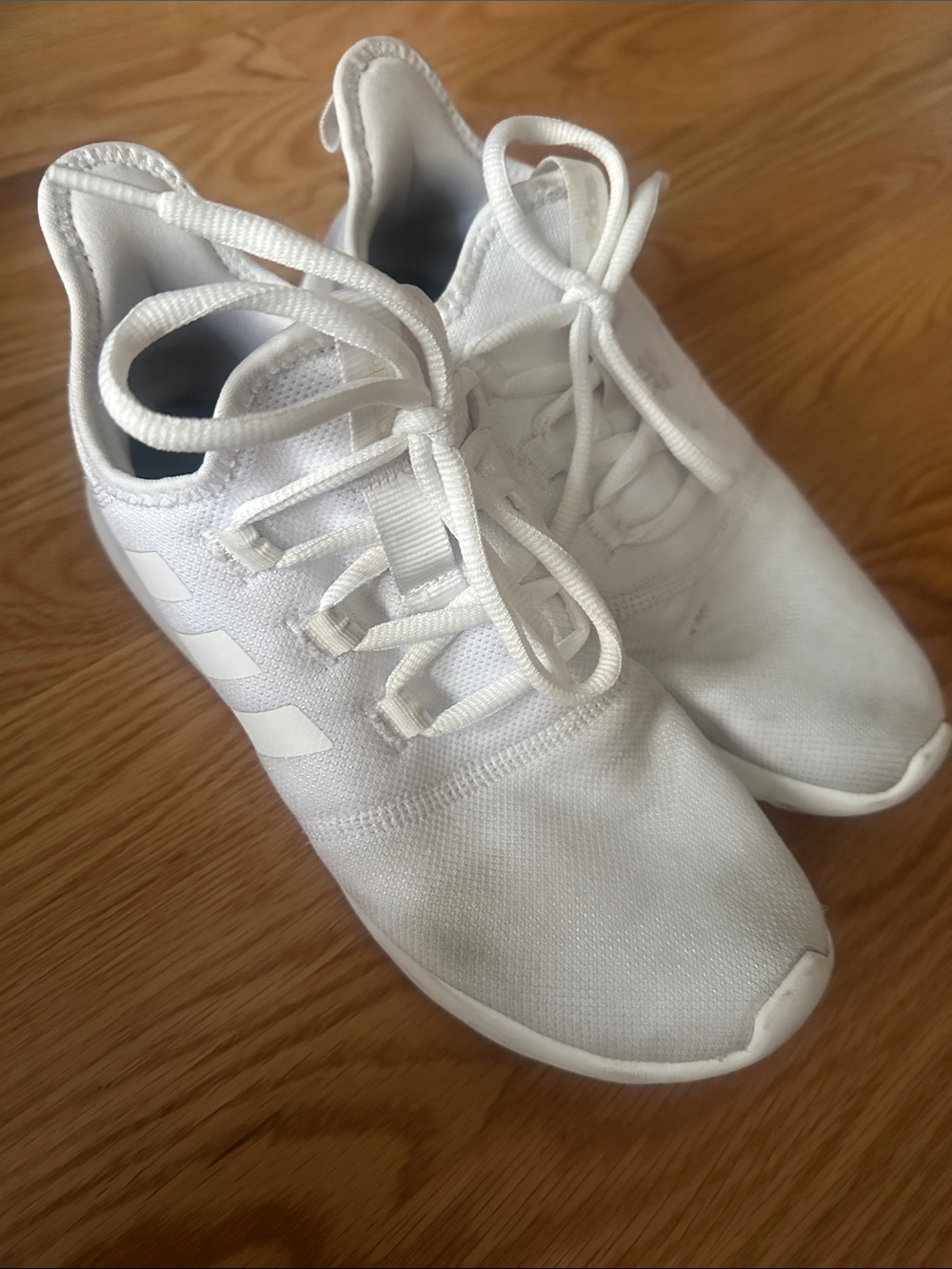 adidas White Lightweight Lace-Up Sneakers